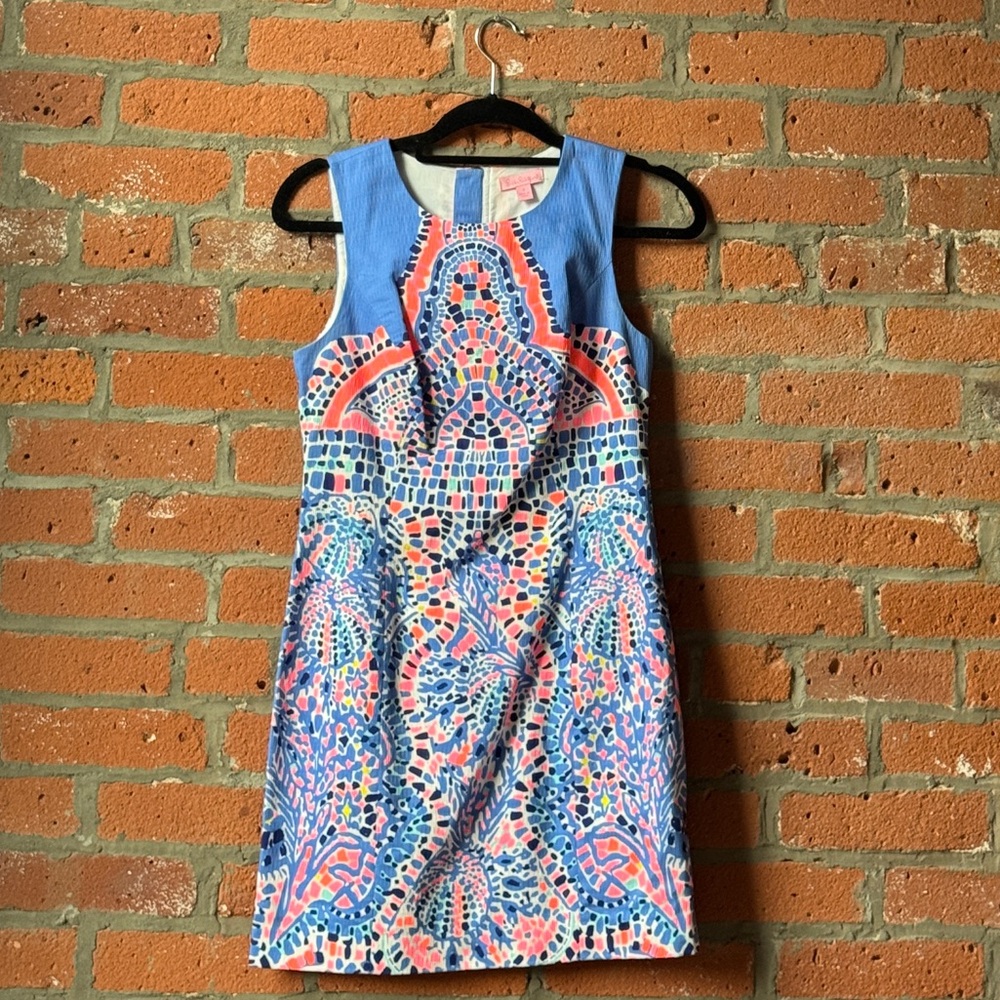 Lilly Pulitzer Blue and Pink Mosaic Mini Dress
